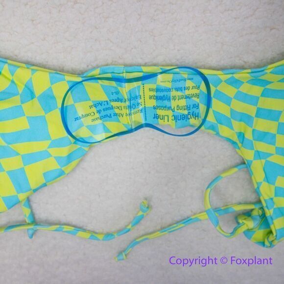 NEW It’s Now Cool x Free People checkered wave lime green blue bikini set,  M - Picture 10 of 16